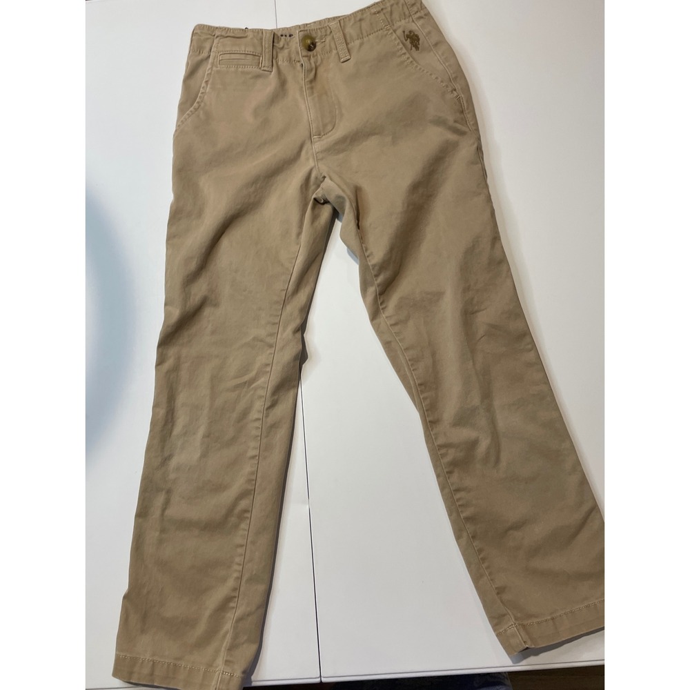 US Polo Assn Boys Khaki Chino Pants Size 8 Tan Straight Leg 12-5N-US-1339